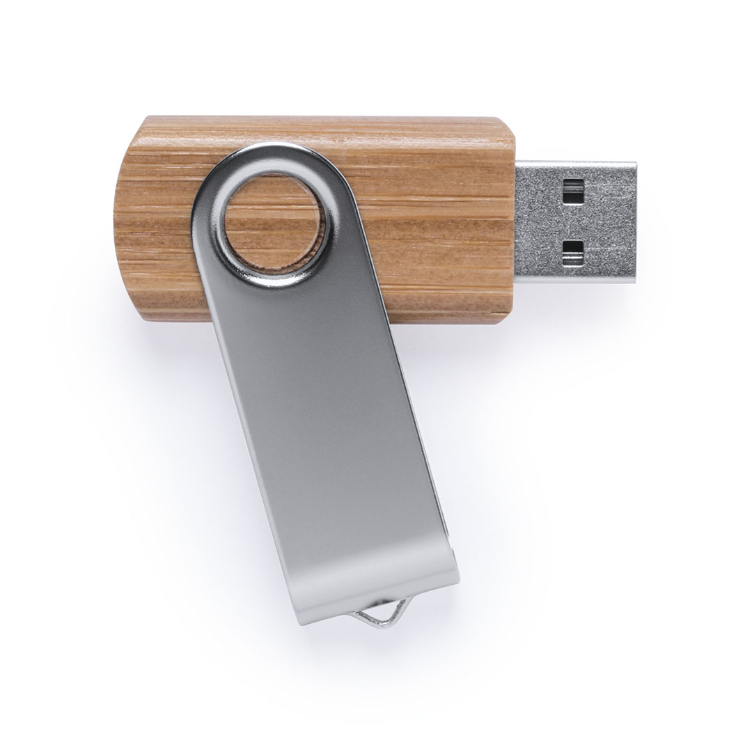 USB-Stick Rotate - Bambu | Metallclip + Bambus Stick | 16 GB | Gravur