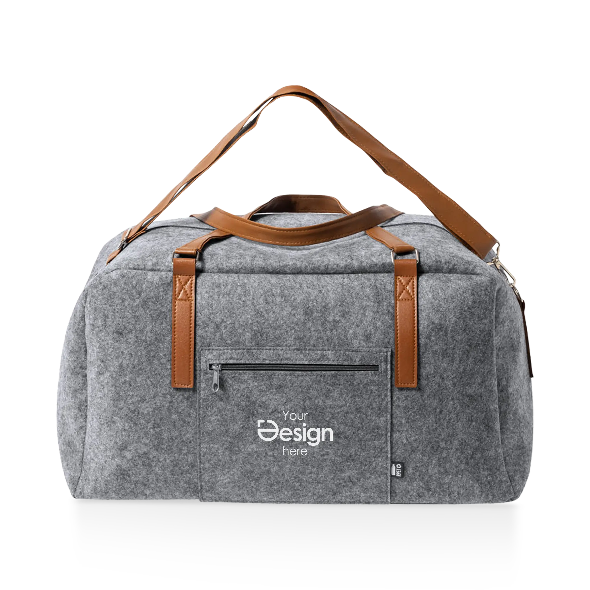 Filztasche aus RPET – PU-Details | Schultergurt | Außenfach mit Reißverschluss | Recycelt