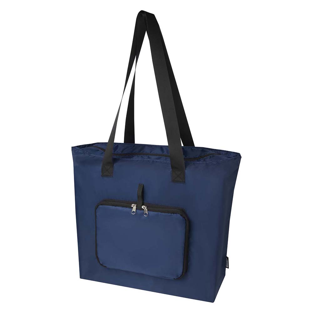 Opvouwbare RPET shopper Liva – 16 L | GRS gecertificeerd | PVC-vrij | Met ritssluiting | Lange handgrepen