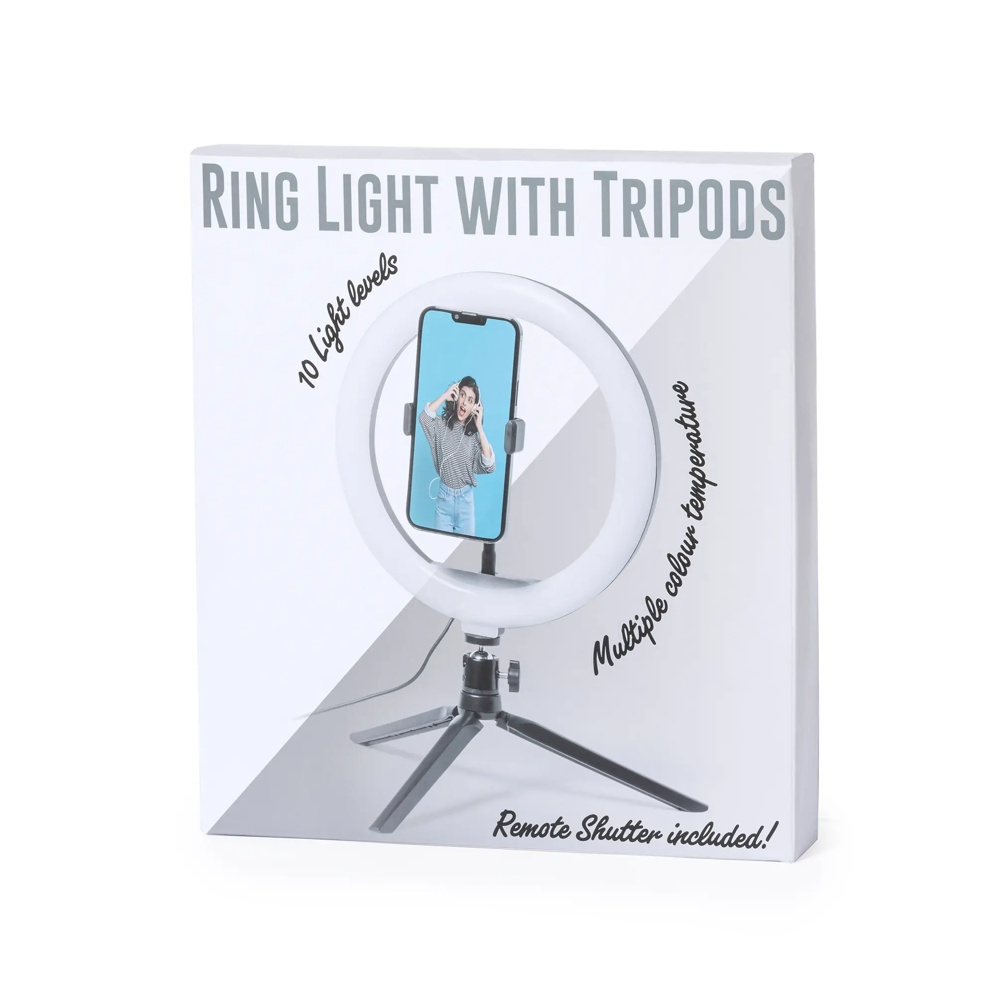 Ringlicht mit Stativ – 15 cm Ø | Handyhalterung | USB-Anschluss
