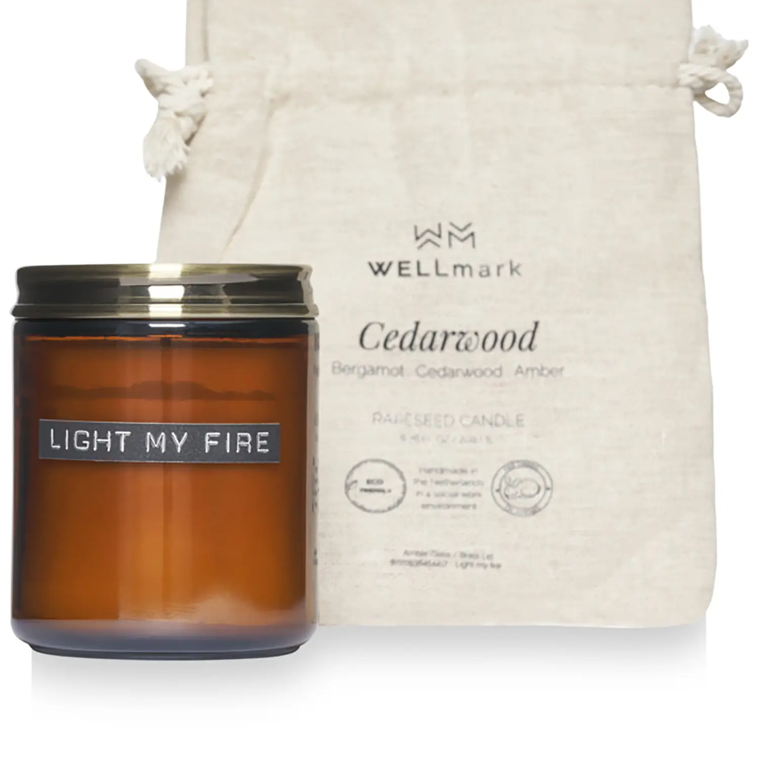 Geurkaars Wellmark – Cedar Wood | Brandduur 35 uur | Herbruikbaar glas