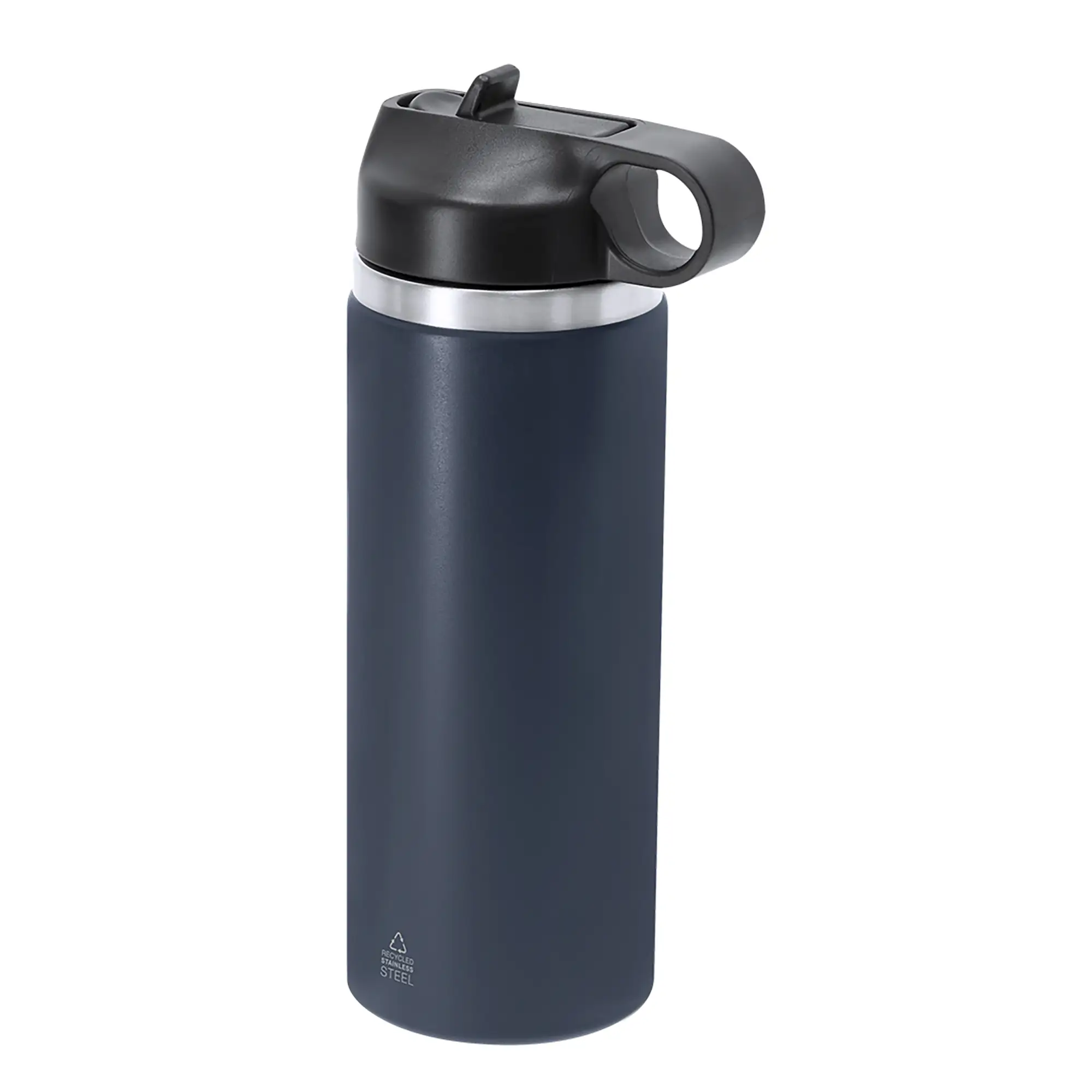Trinkflasche – Recycelter Edelstahl | 500 ml | Doppelwandig | Trinkhalm & Griff | Isolierend