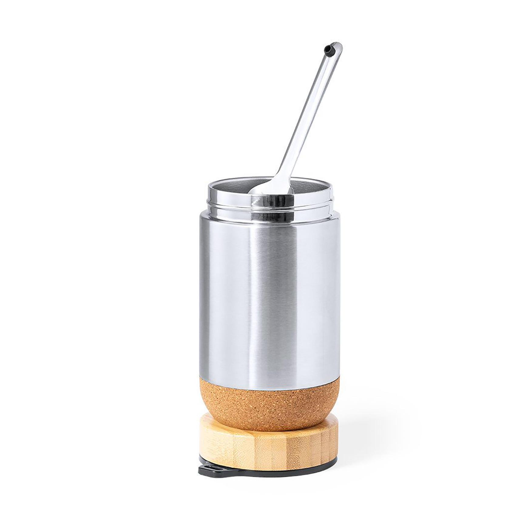 Boîte à déjeuner – 450 ml | Couvercle en bambou | Cuillère en acier inoxydable incluse | Isolation à double paroi