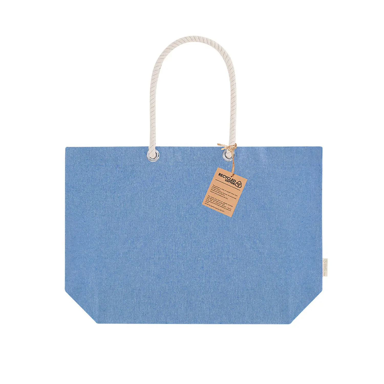 Tas Eco – Gerecycled katoen | 220 g/m² | Gevouwen bodem | Gevlochten handgrepen