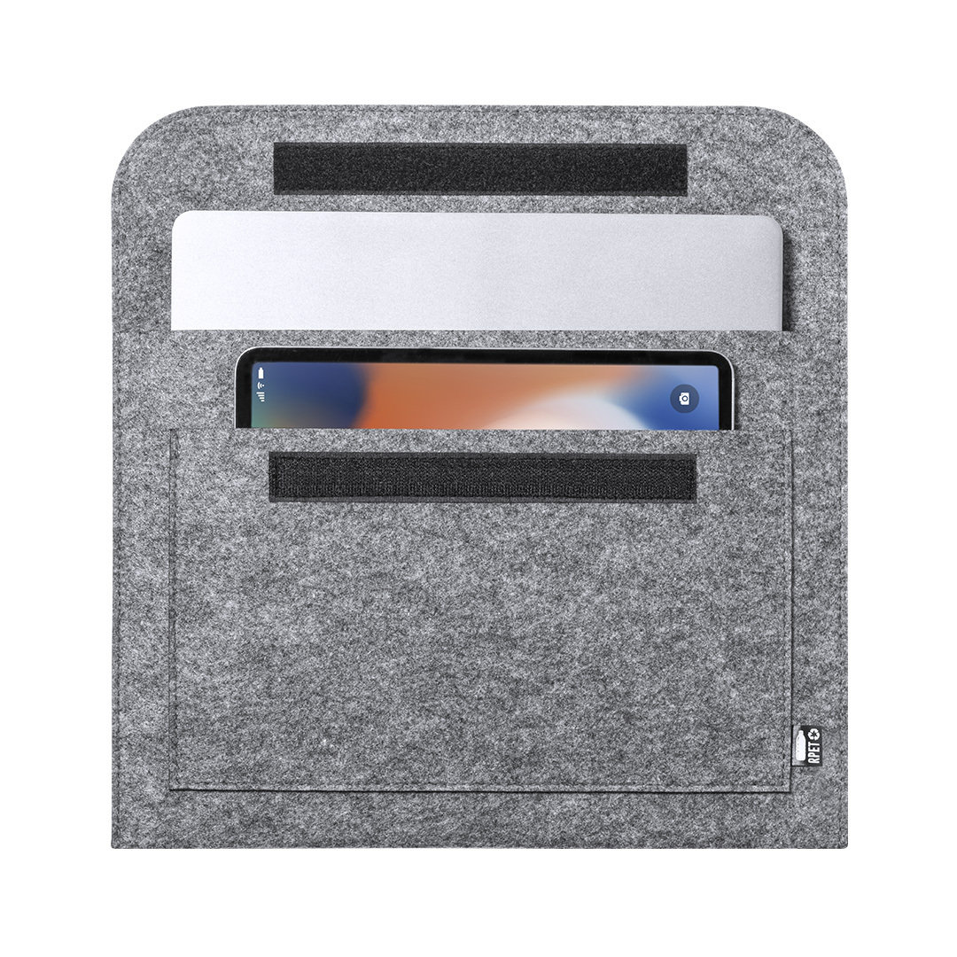 Laptophülle – 15 inch | Recycelter RPET-Filz | Vordertasche | Klettverschluss