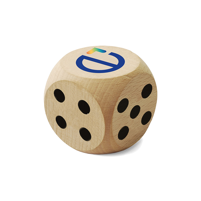 Dé en bois - 25 mm | Coins arrondis | Un côté blanc