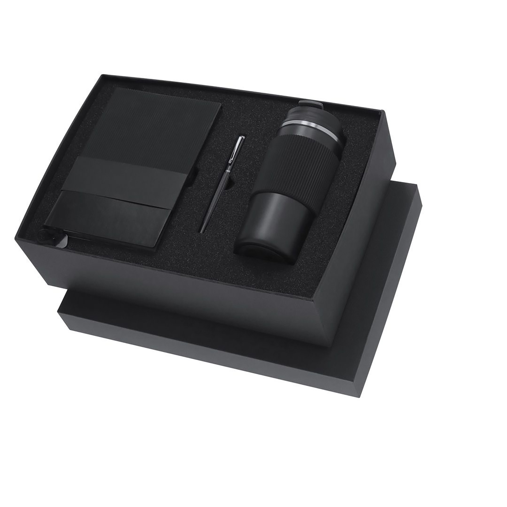 Geschenkset - Thermobecher + Notizbuch + Stift | 470 ml | Edelstahl & PU