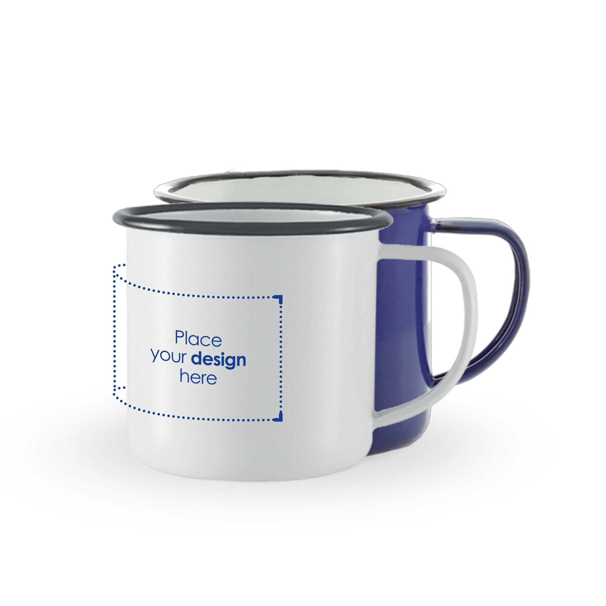 Emaille Tasse Sanja - 350 ml | Farbig | Budget - Vintage Design | 1-4 Farbdruck