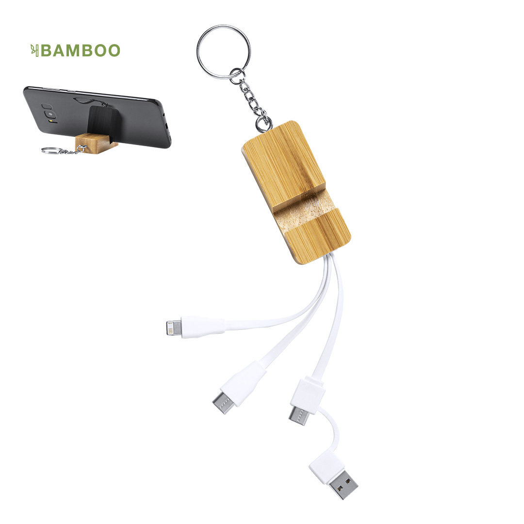 Câble de chargement multifonction | Bambou | Impression jusqu'à 4 couleurs