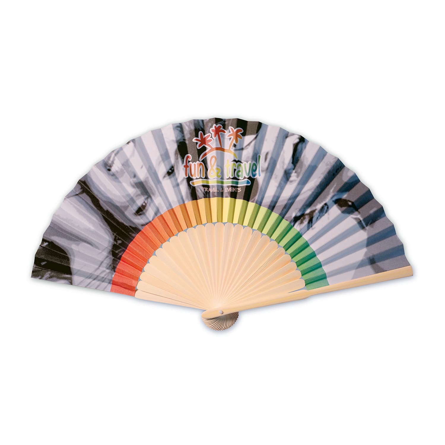 Waaier Bonita - Bamboe handvat | Bruin | Full Colour | All-over print