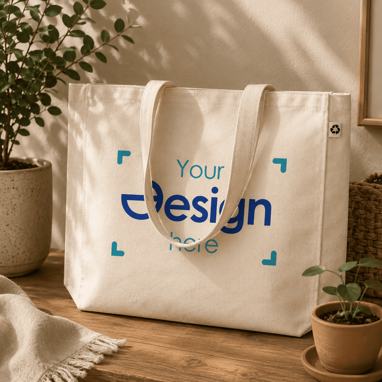 Canvas tas Tina - Gerecycled | 280 gr/m2 | Beige | Tot 4 kleuren bedrukking