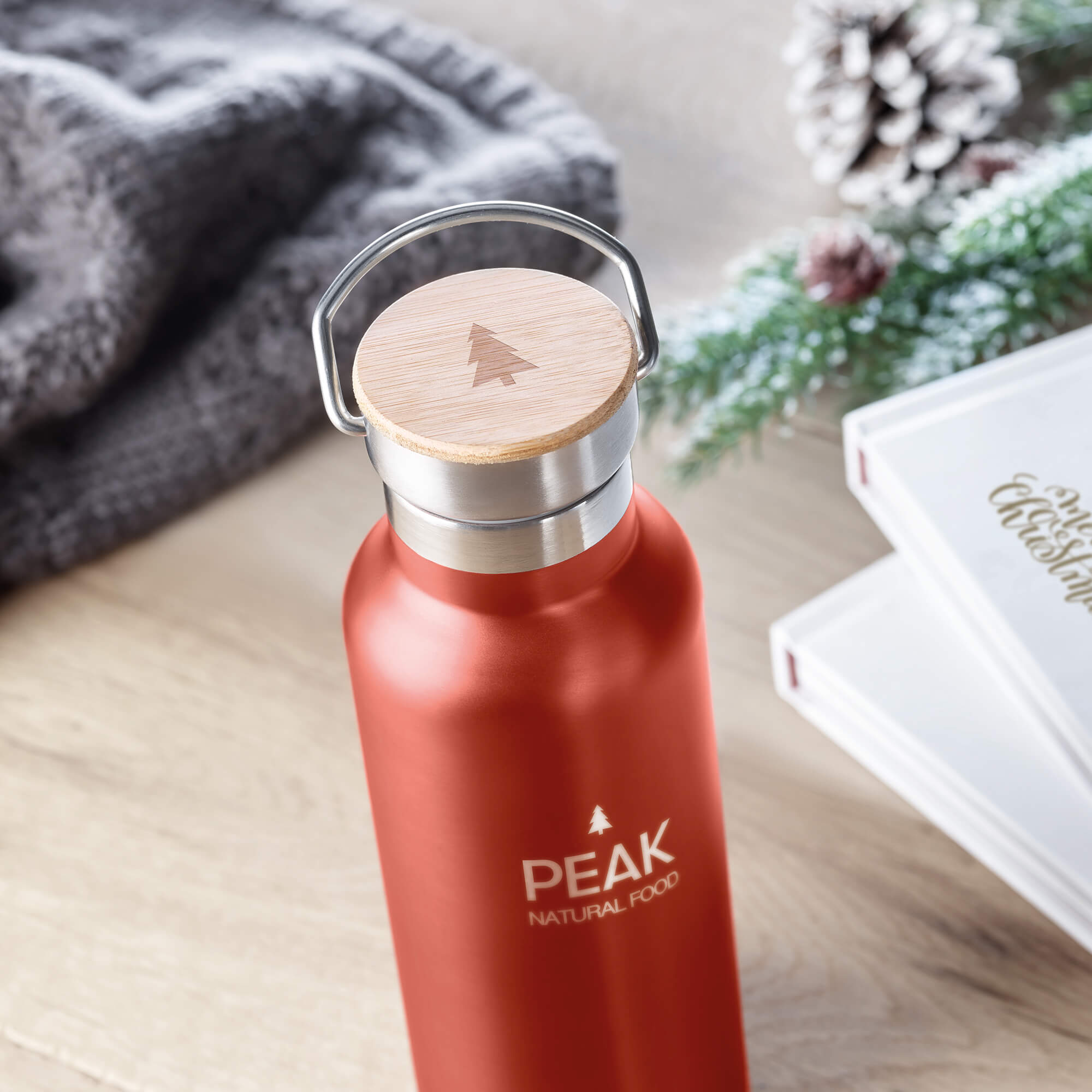 Thermosfles Adel - 500ml | Dubbelwandig | Roestvrij staal & bamboe top