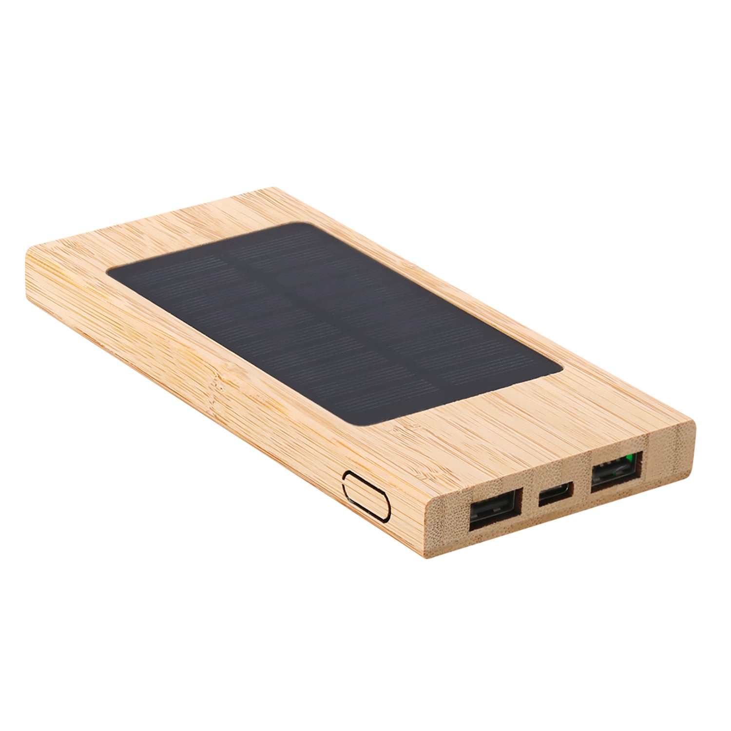 Power bank solare in bambù – 4000 mAh | 2 porte USB | Tipo C in/out