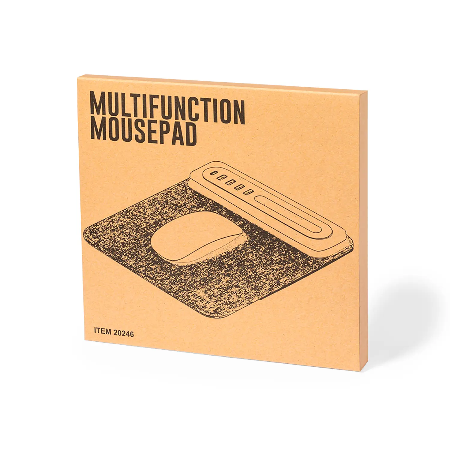 Mouse pad con hub USB – 4 porte | RPET e bambù | Antiscivolo | Con type-C