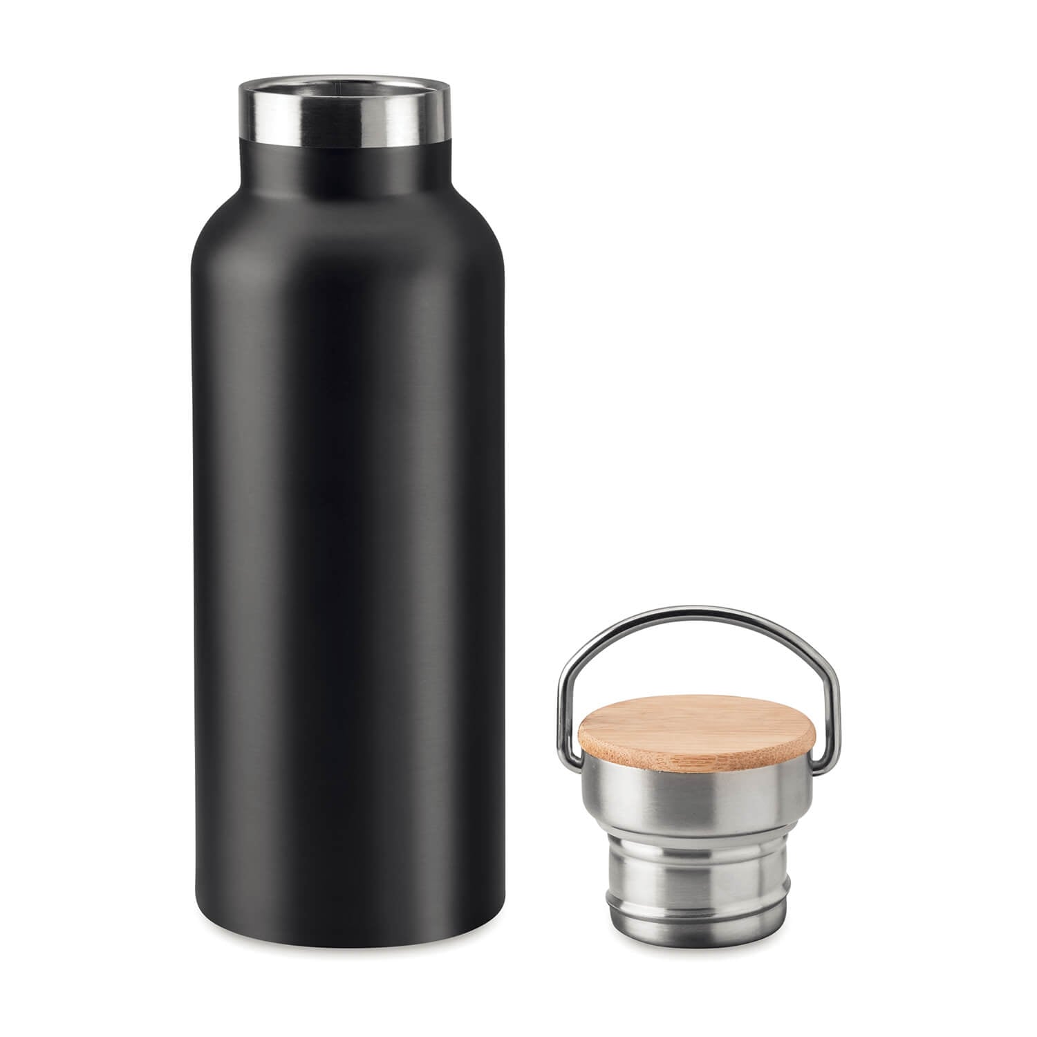 Thermosfles Adel - 500ml | Dubbelwandig | Roestvrij staal & bamboe top