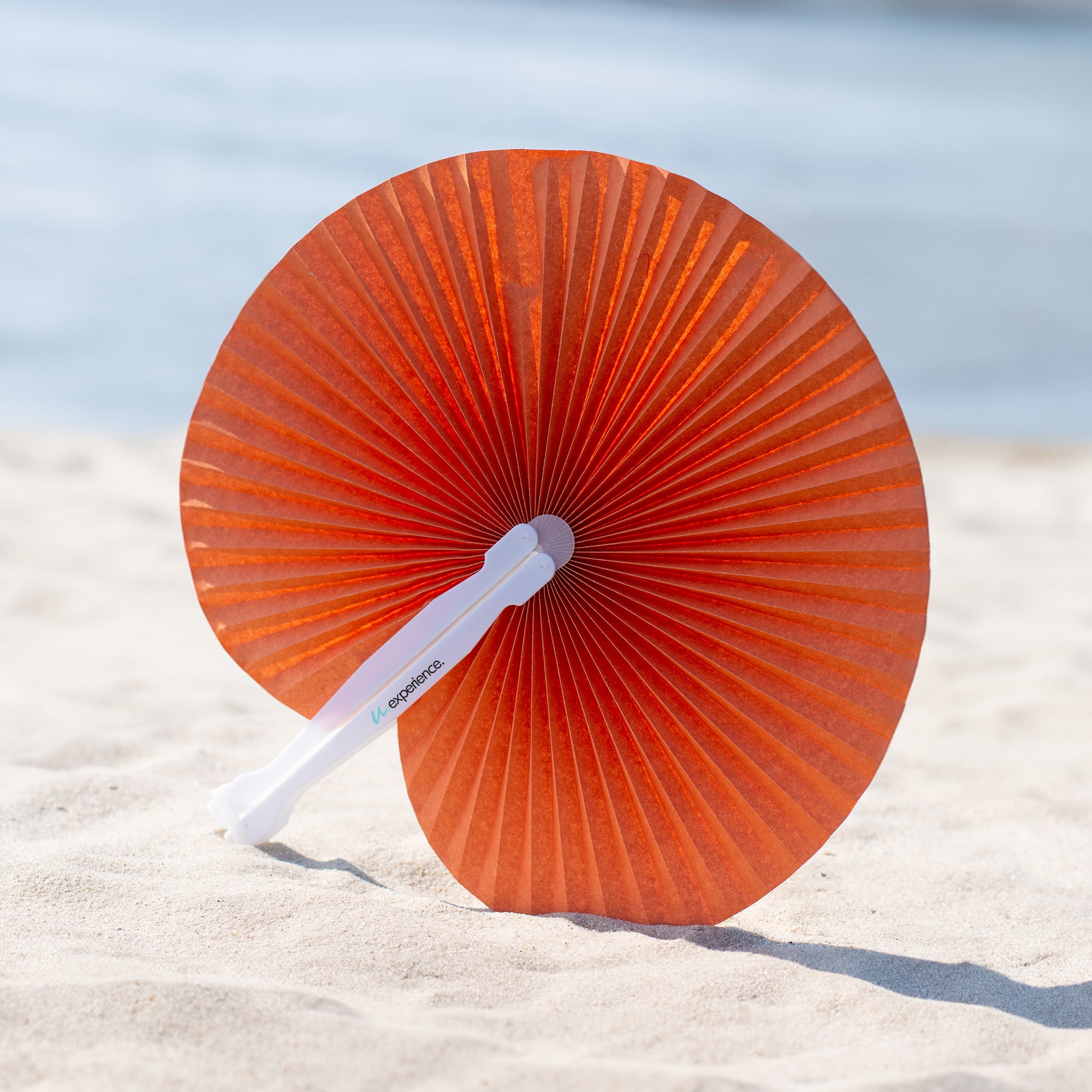 Éventail en papier - Manche en plastique | Coloré | Pliable | Impression sur le manche