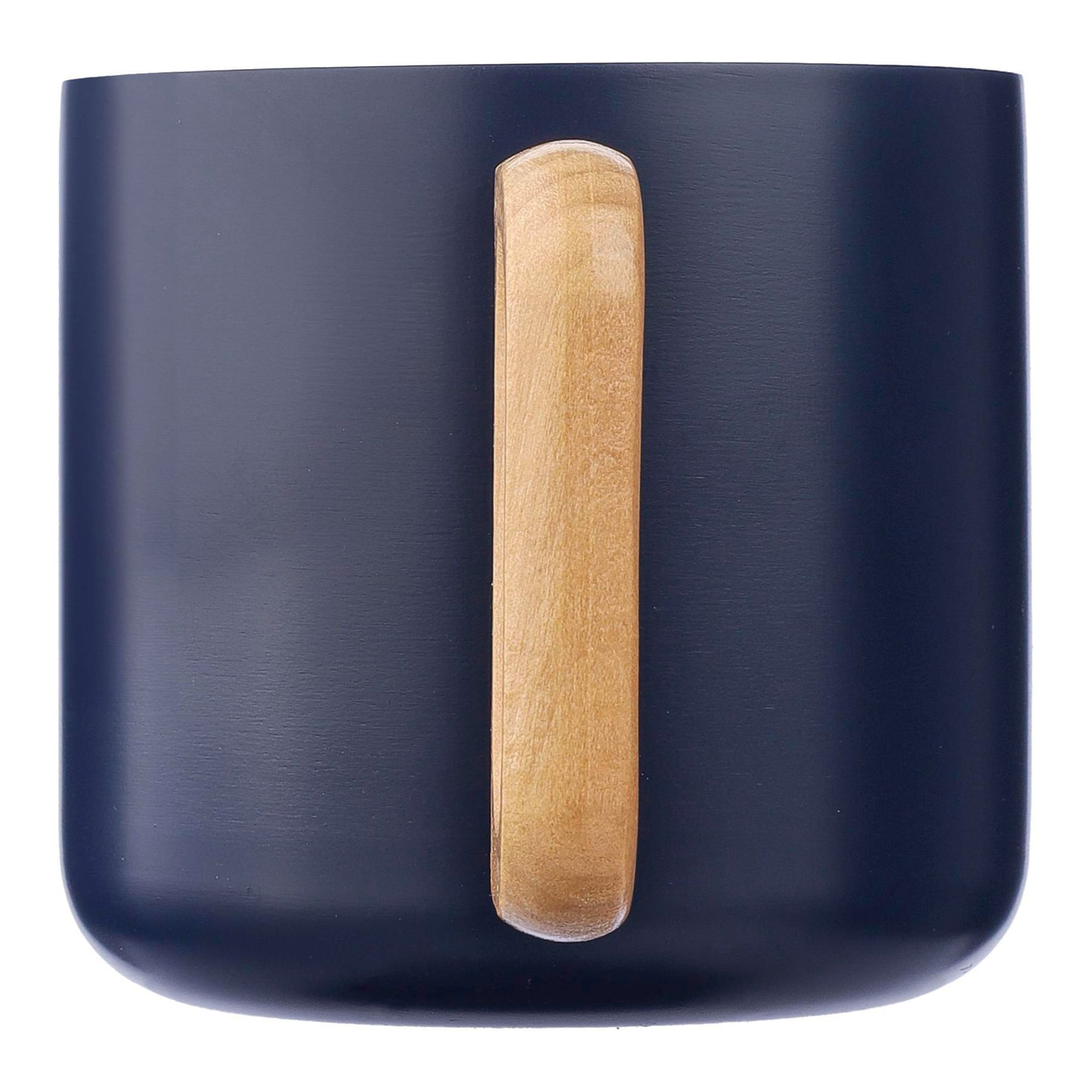 Mug en acier inoxydable – 400 ml | Double paroi | Acier inoxydable recyclé | Poignée en bois