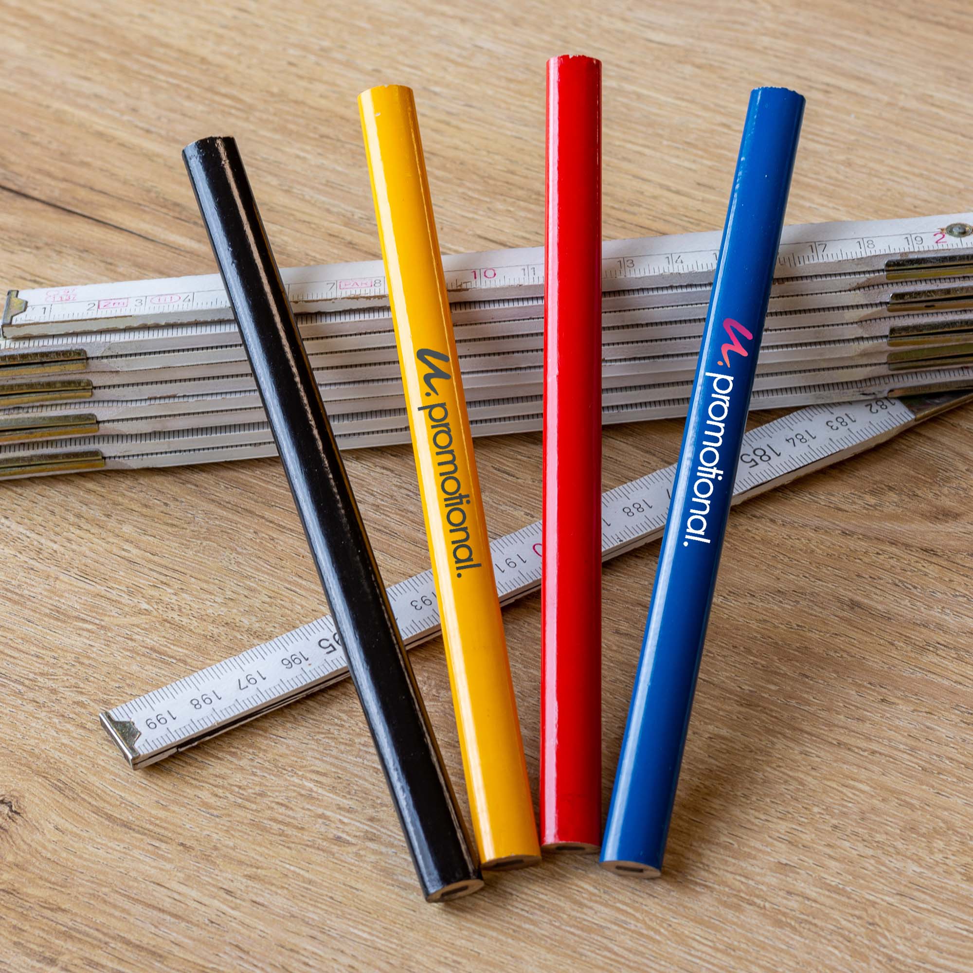 Crayon de charpentier | Bois | Non taillé | Quadrichromie