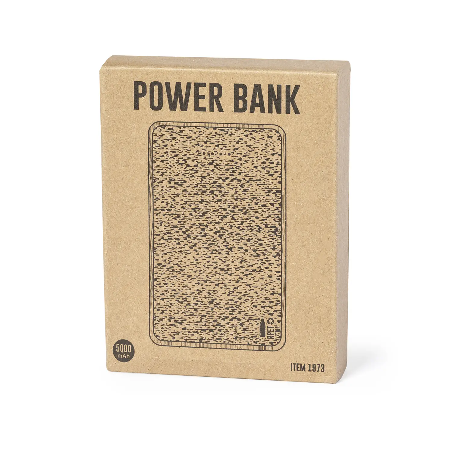 Batterie externe 5000 mAh RPET – Détail bambou | Double USB | Compacte