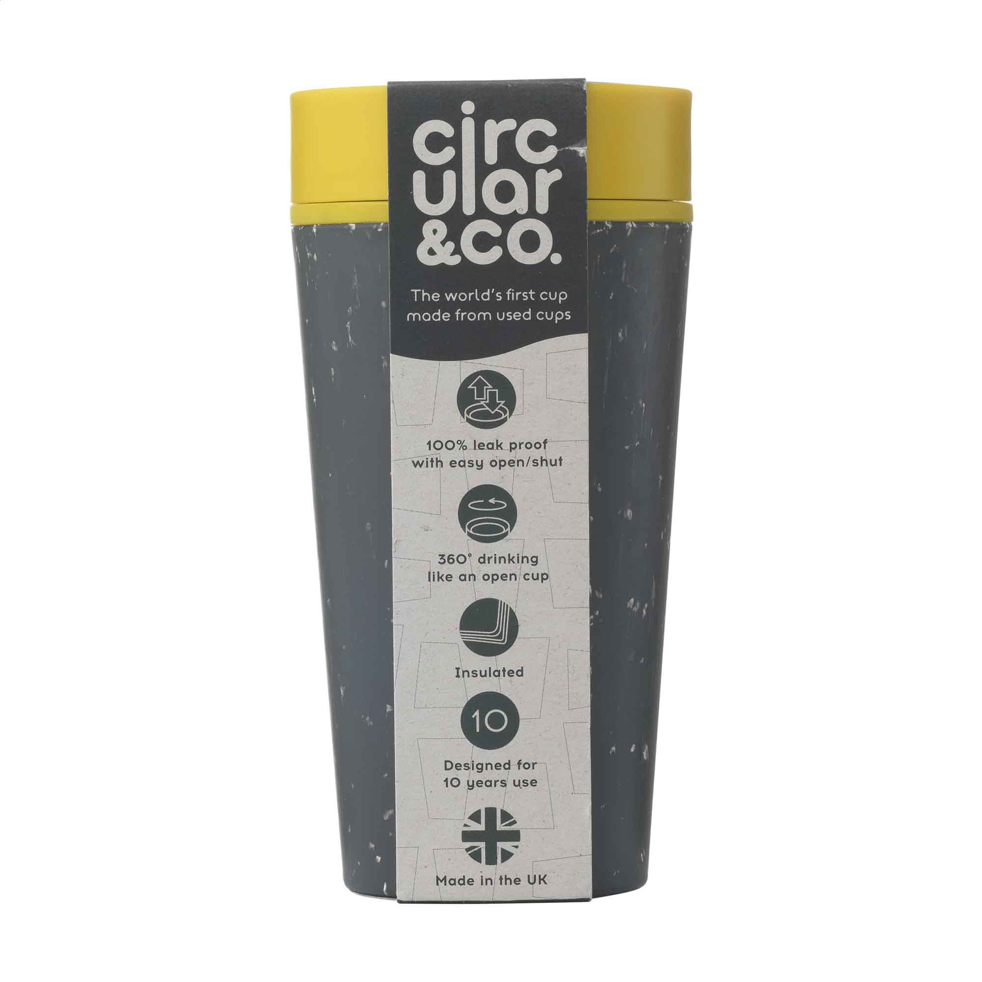 Circular&Co® Mok Zwart - 340 ml | Gerecycled | Zwart + gekleurd deksel