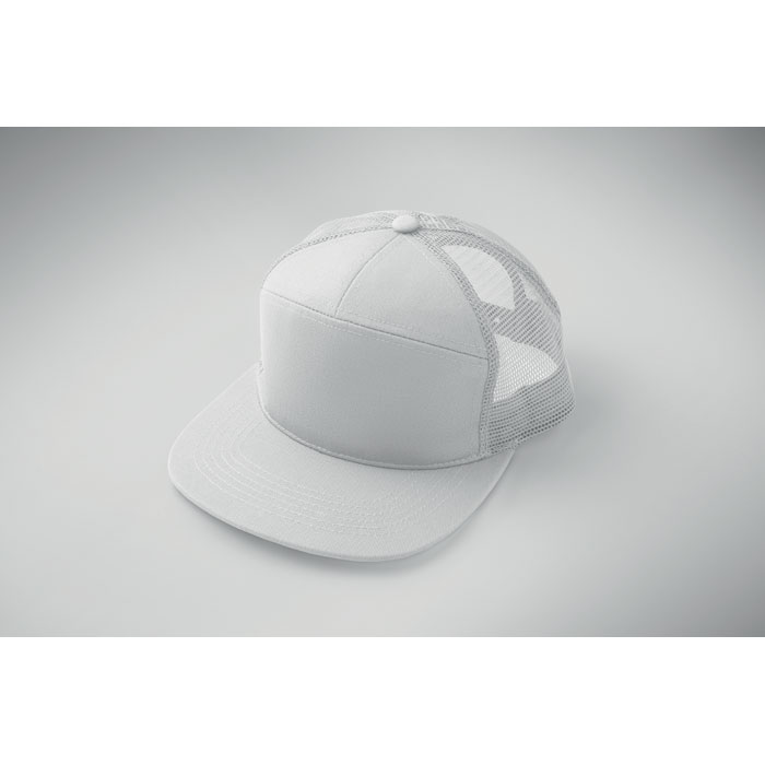 Casquette – Sergé de coton & mesh | 7 panneaux | Visière plate | Fermeture snapback