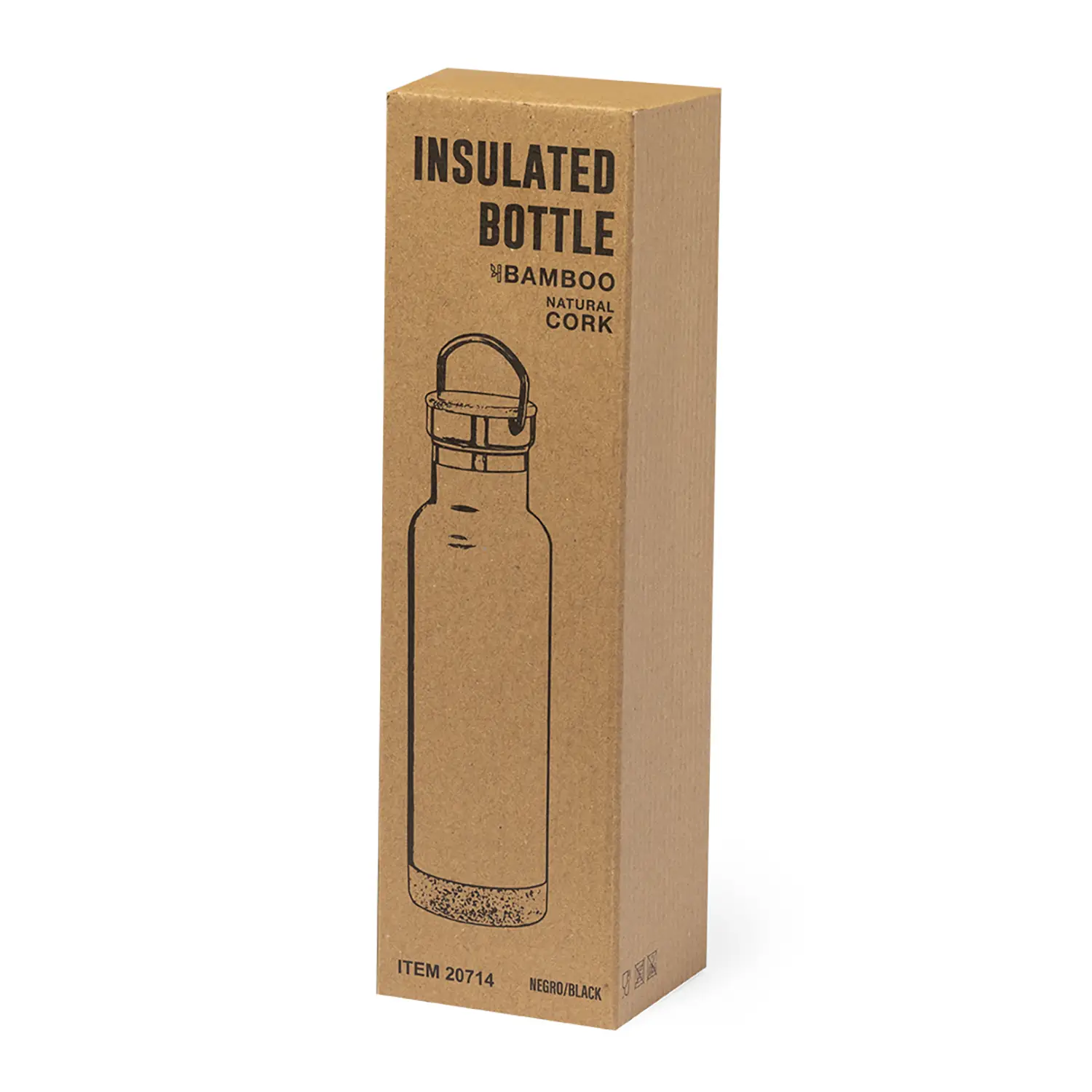 Borraccia termica in acciaio inox – 650 ml | Tappo in bambù | Dettaglio in sughero | Ermetica
