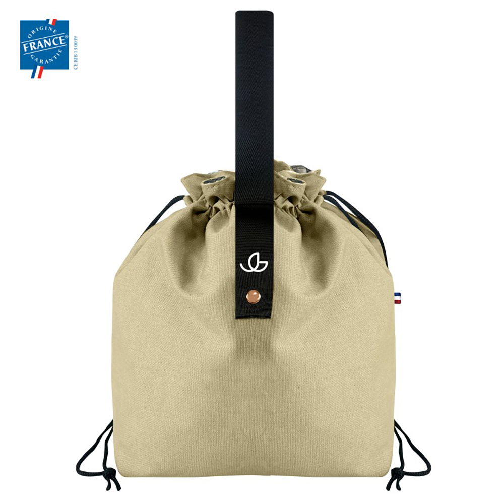 Pochette déjeuner Goodjour - 220 gr/m2 | Fabriquée en France | Coton recyclé | Fermeture cordon