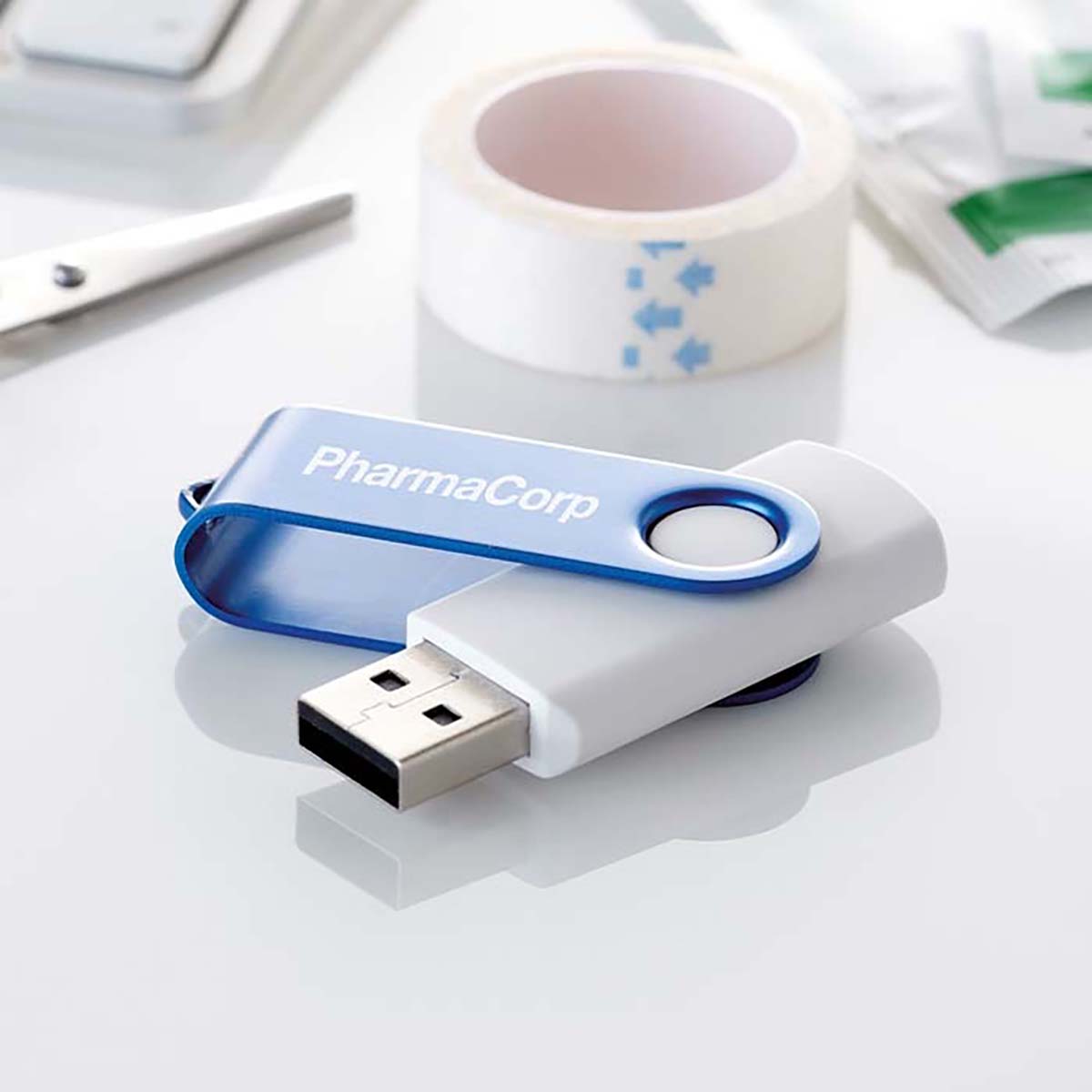 USB-Stick Rotodrive - Whitey | Farbige Kappe + Weißer Stick | 1-16 GB | Vollfarbe