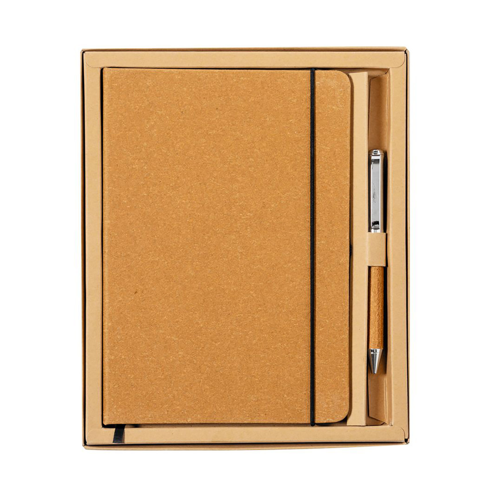 Set carnet - Cuir recyclé | 100 feuilles | Stylo métal