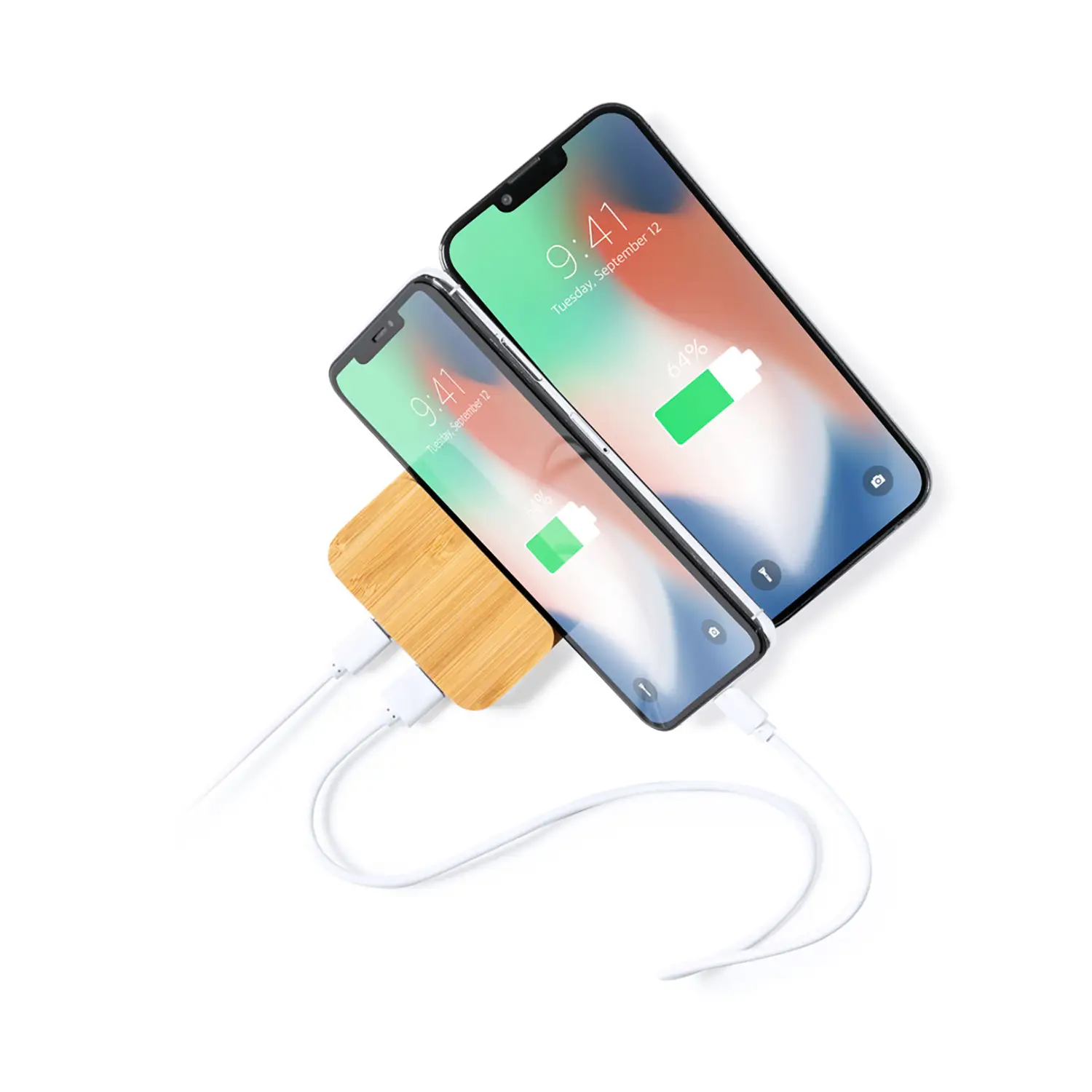 Powerbank sans fil bambou – 5000 mAh | USB | Type C | Compacte