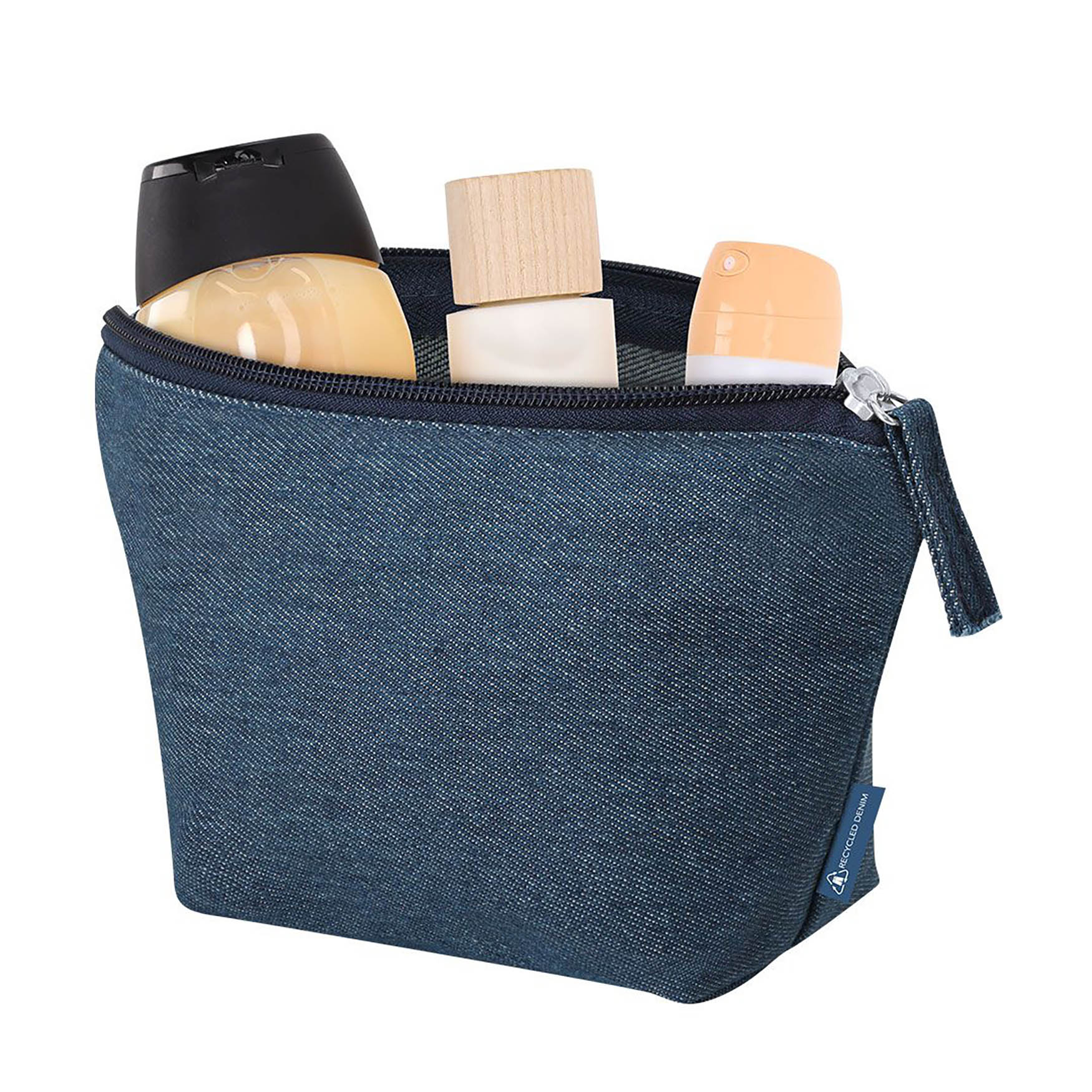 Beauty case – Denim riciclato | Zip | Compatto