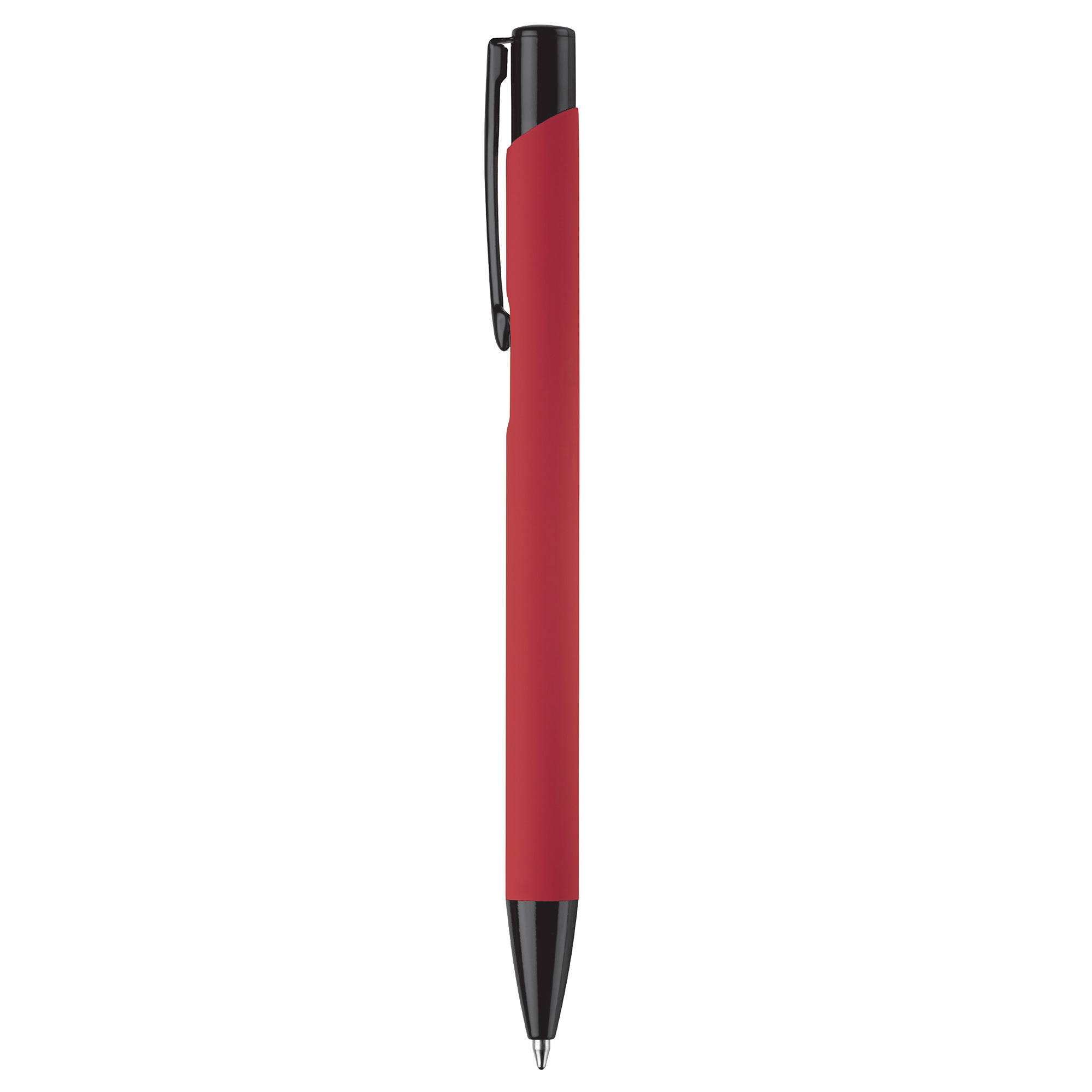 Rubberised metalen balpen – Soft-touch | Matte afwerking | Blauw schrijvend