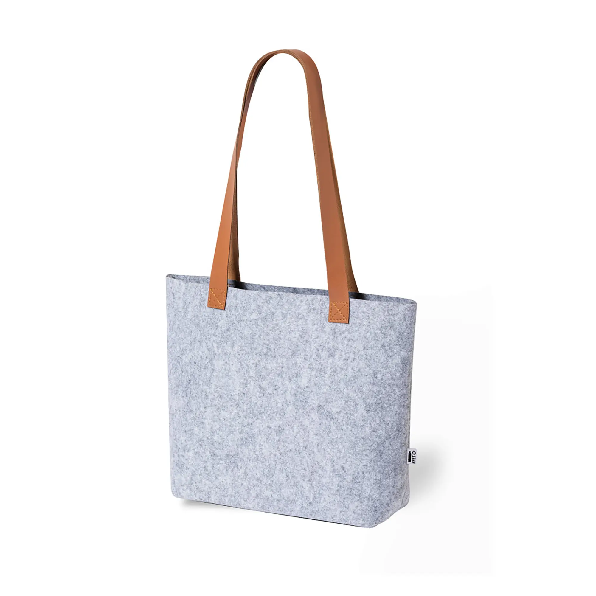 Tasche aus RPET-Filz – PU-Henkel | Mit Bodenfalte | Bis 6 kg Tragkraft | Recycelt