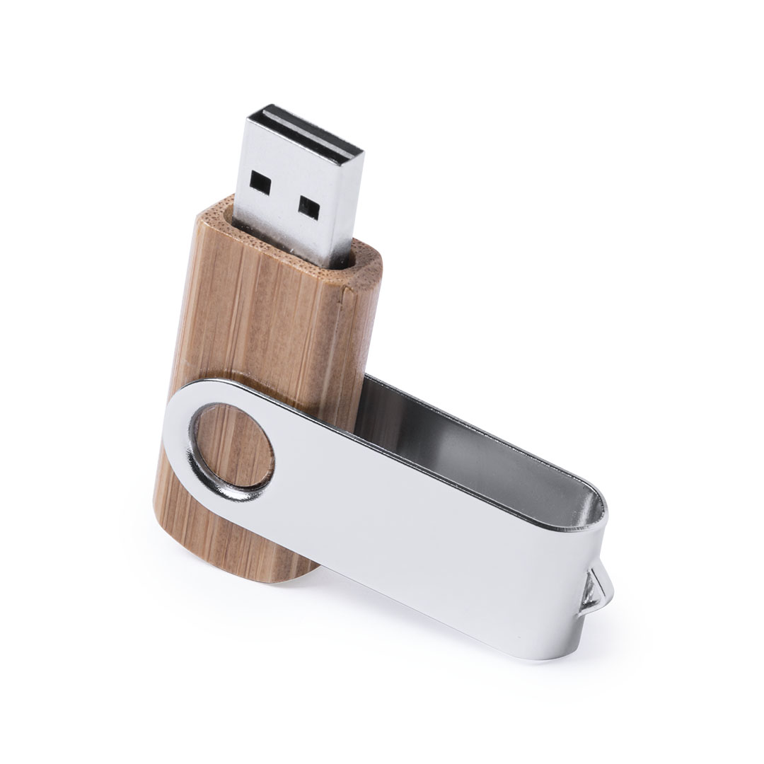 USB-Stick Rotate - Bambu | Metallclip + Bambus Stick | 16 GB | Gravur