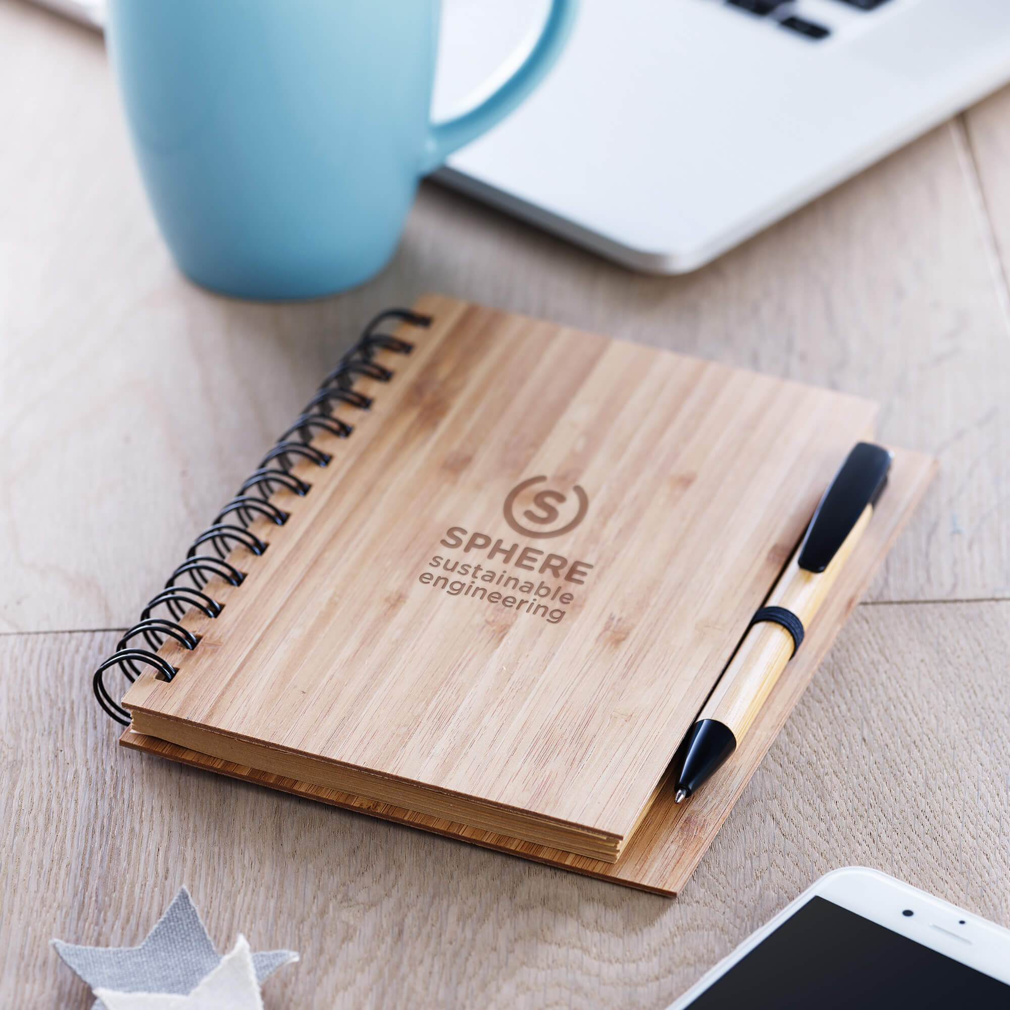 Cahier à anneaux | Bambou | A5 | Avec stylo