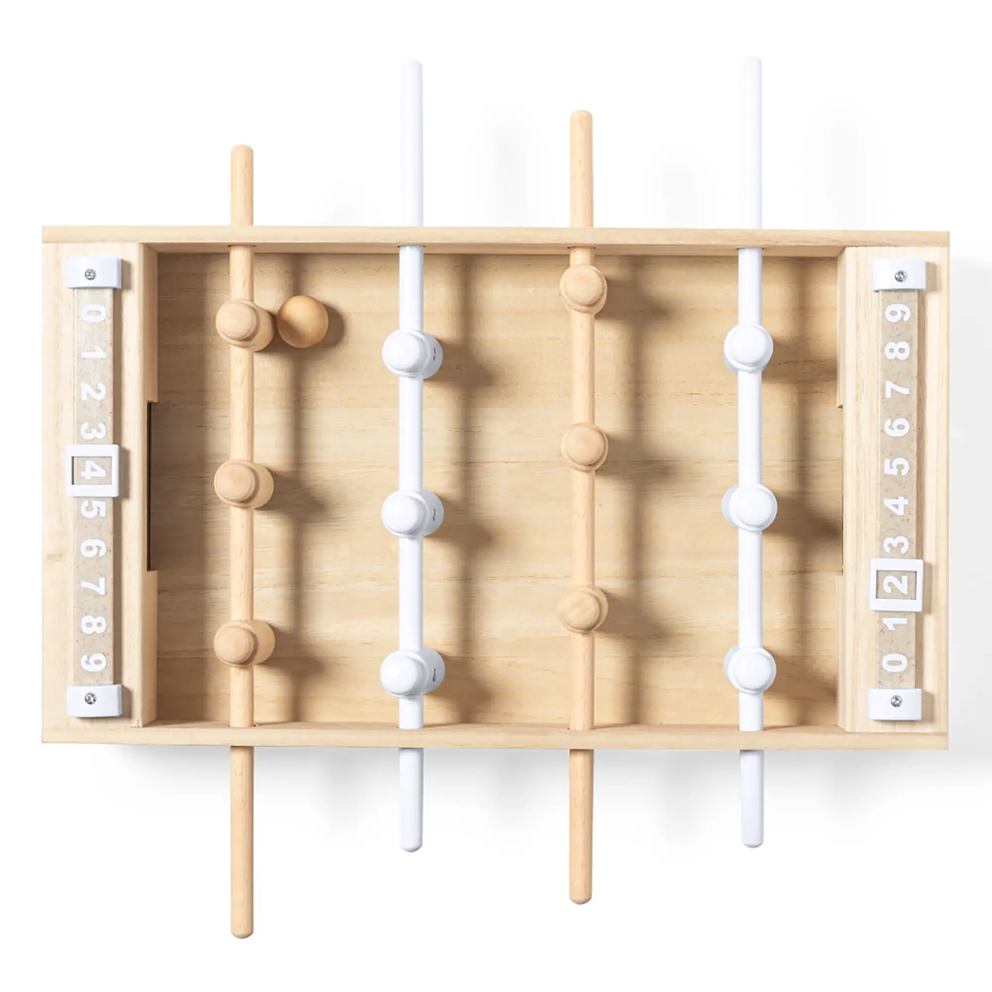 Mini Tischfußball – Holz | Teile aus Weizenstroh | 2 Bälle | Zählanzeige | Kompakt