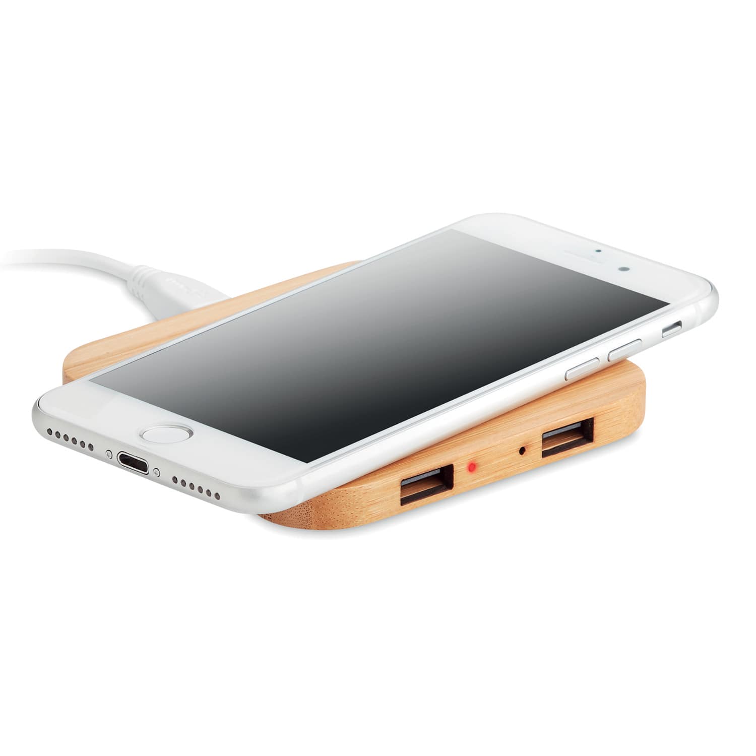 Chargeur sans fil | Bambou | 2 ports | Avec port USB