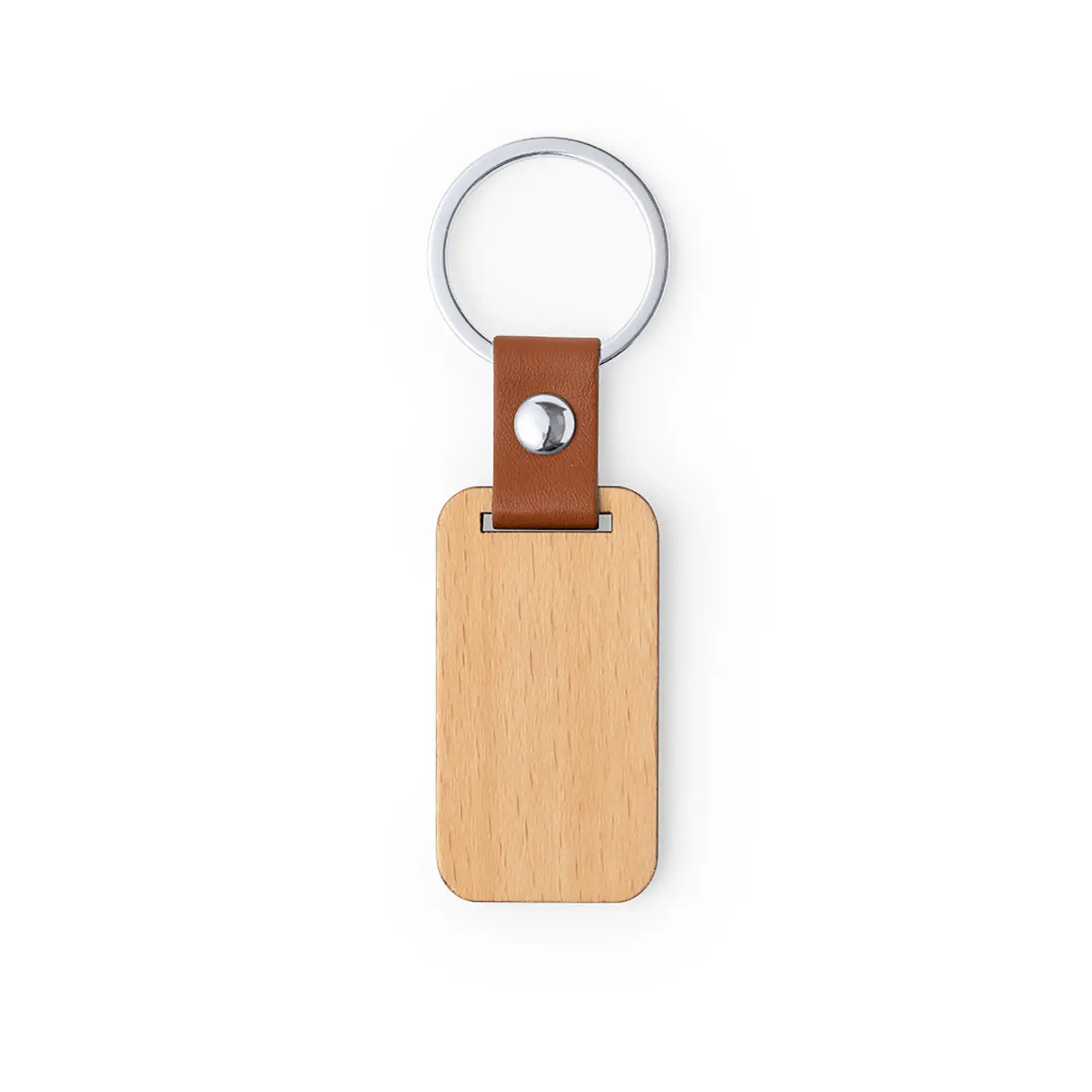 Portachiavi in legno con anello PU – Naturale | Compatto | Classico