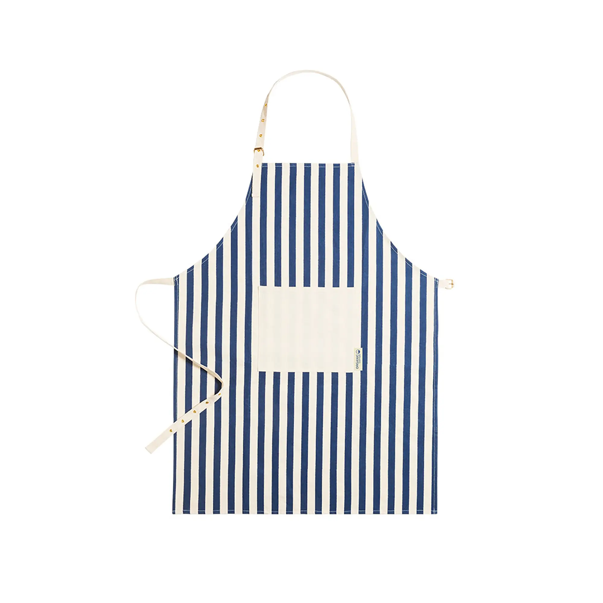 Schürze aus Bio-Baumwolle – Verstellbar | 240 g/m² | Mit Vordertasche | Natur | Marineblau | Aufdruck Vorderseite Tasche 140x120 mm | 3 Farben