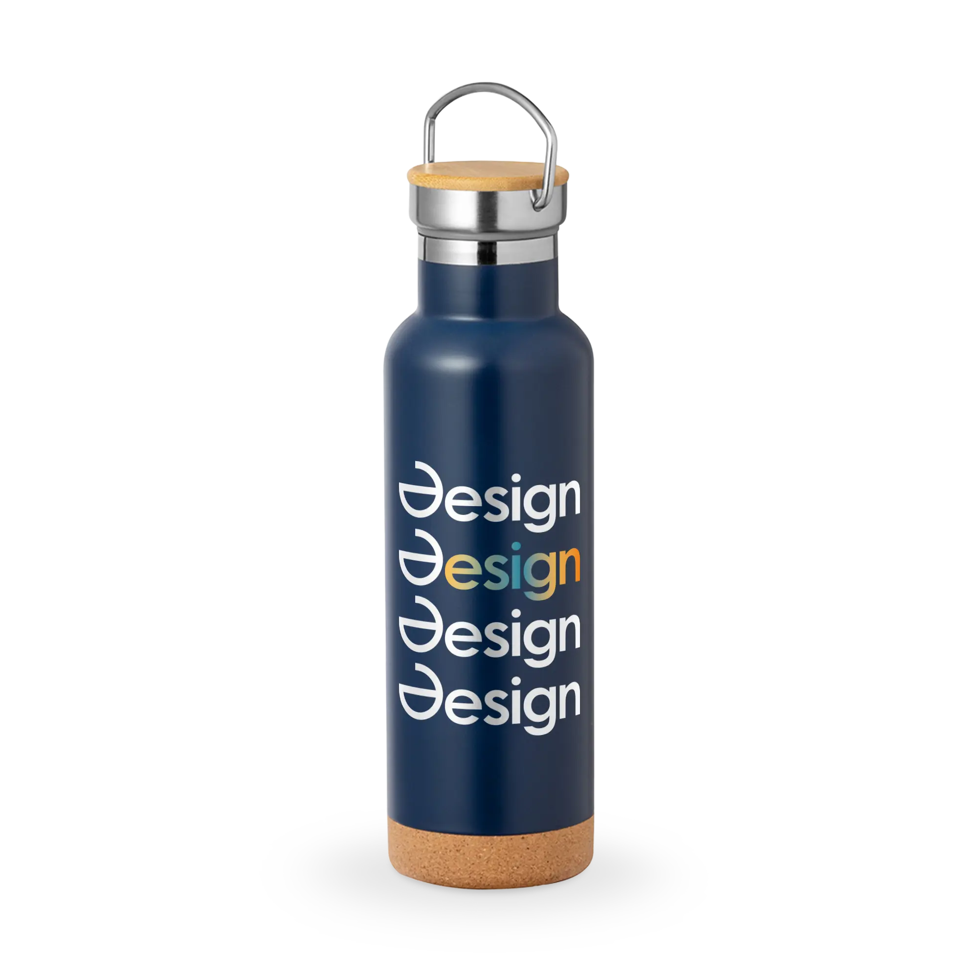 Bouteille isotherme inox – 650 ml | Couvercle bambou | Détail liège | Étanche