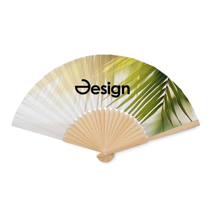 Ventaglio - Manico in bambù | Marrone | Full color | Stampa all-over