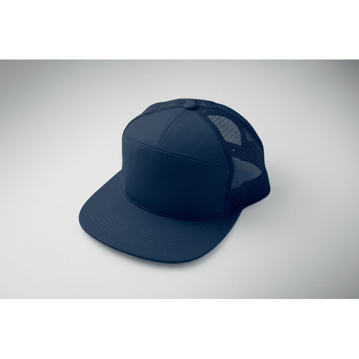 Casquette – Sergé de coton & mesh | 7 panneaux | Visière plate | Fermeture snapback