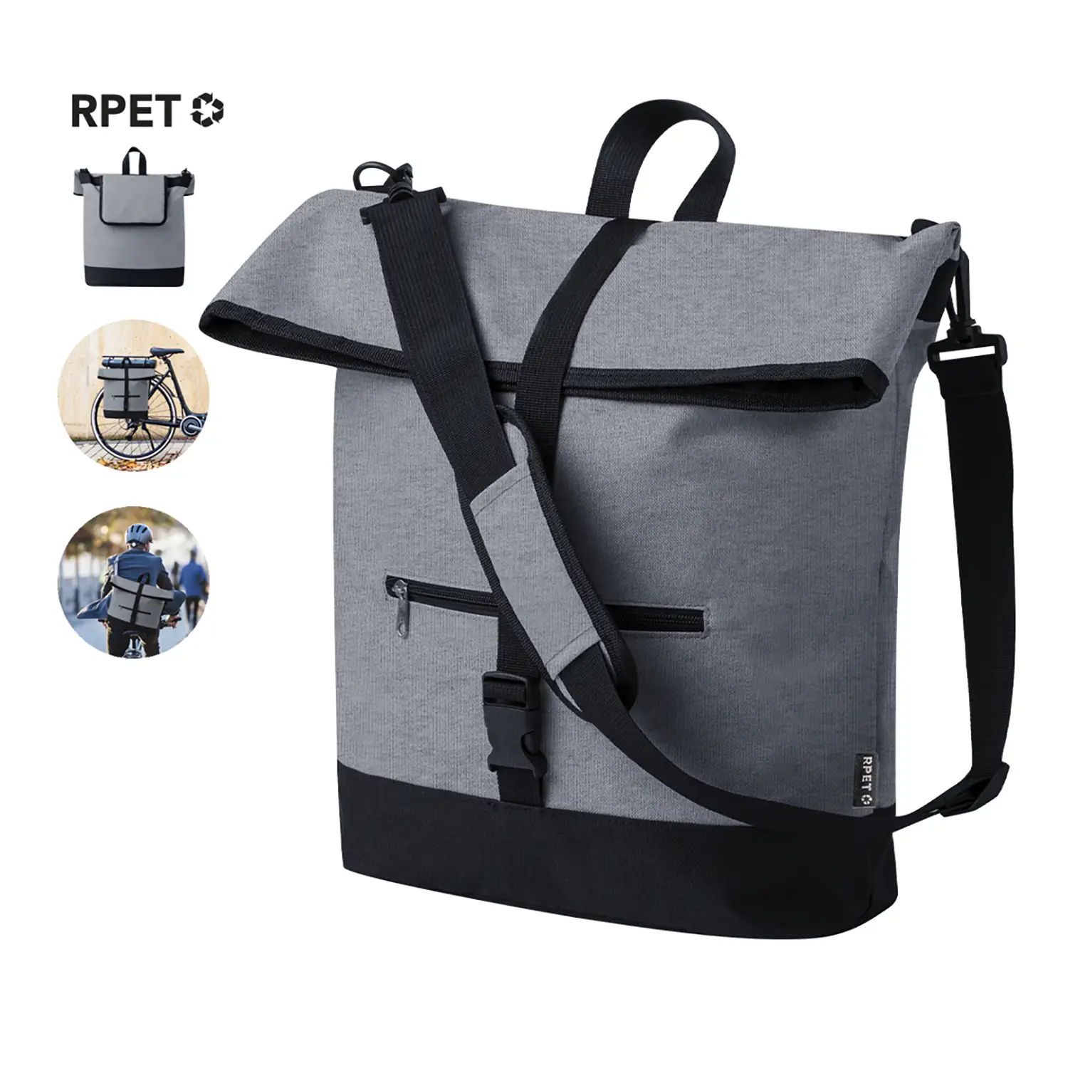 Borsa bici RPET – Impermeabile | Chiusura in velcro | Riflettente | Riciclata