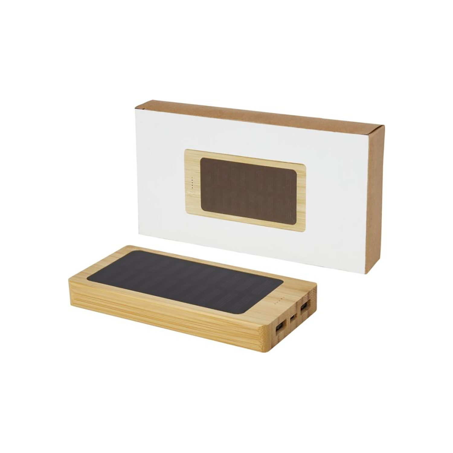 Banca solare - 8000 mAh | Bambù | Doppia uscita USB