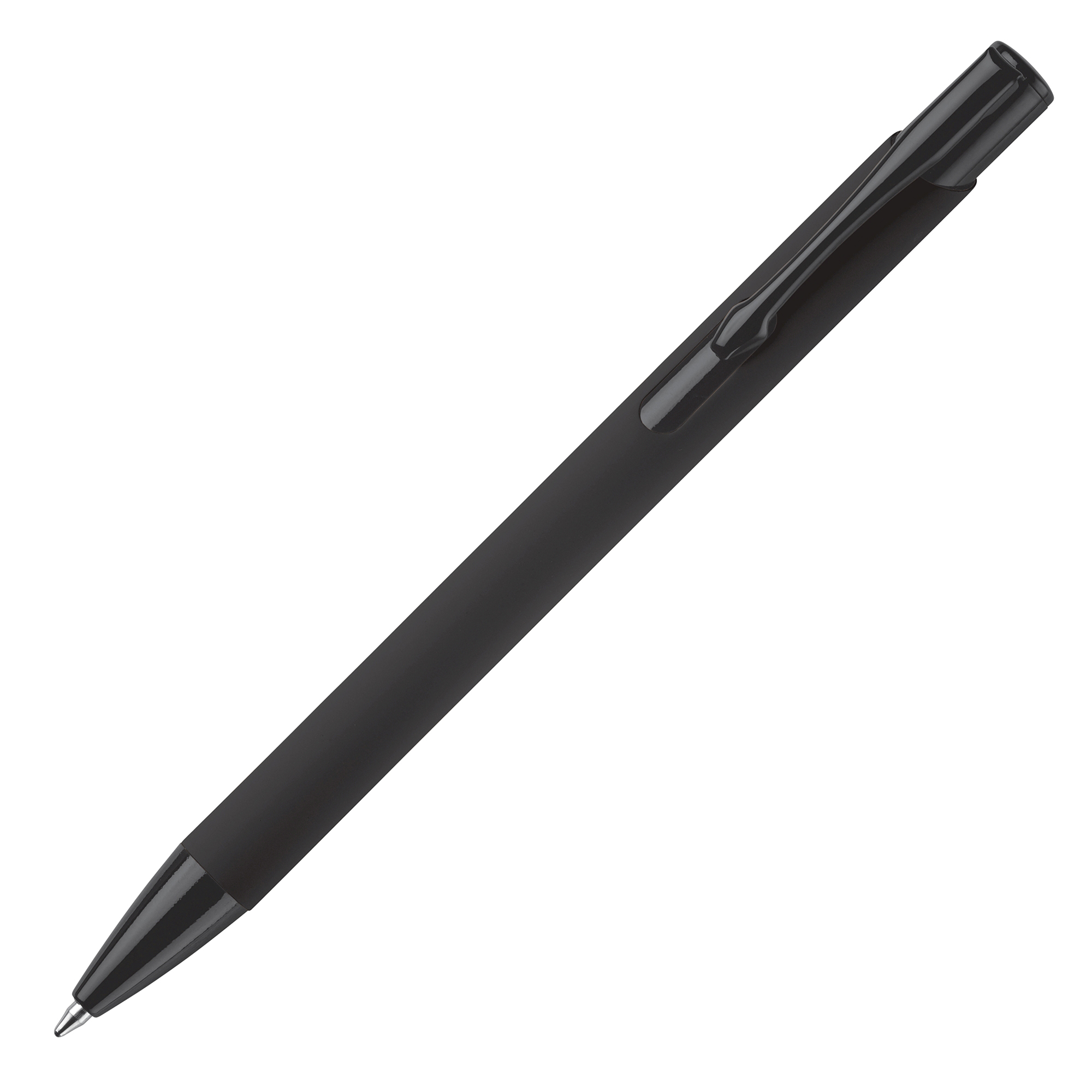 Rubberised metalen balpen – Soft-touch | Matte afwerking | Blauw schrijvend