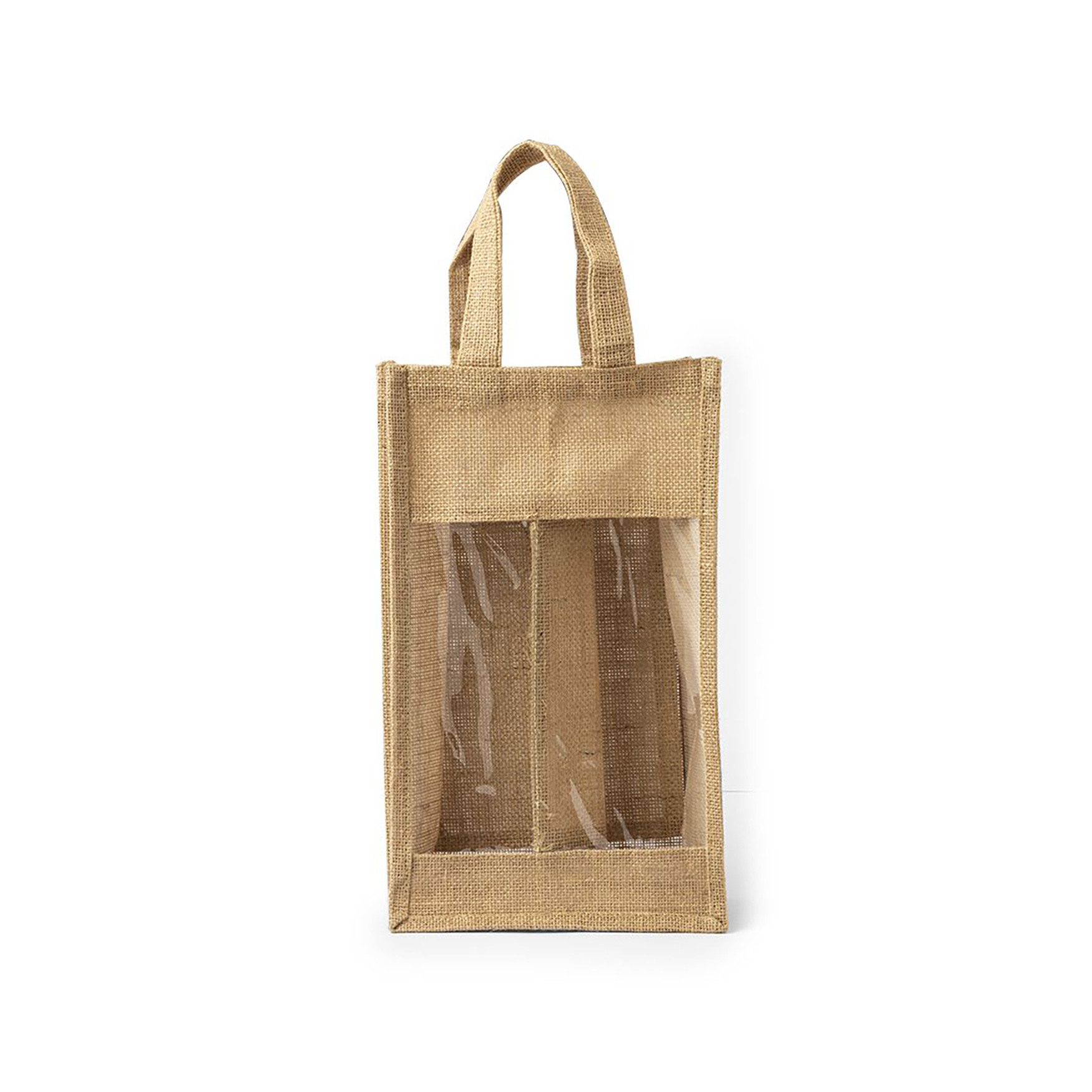 Sac vin - Jute laminée | 2 compartiments | Fenêtre