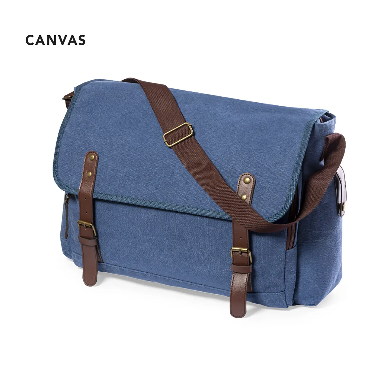 Sac porte-documents toile – Finitions PU | Poche zippée | Bandoulière réglable