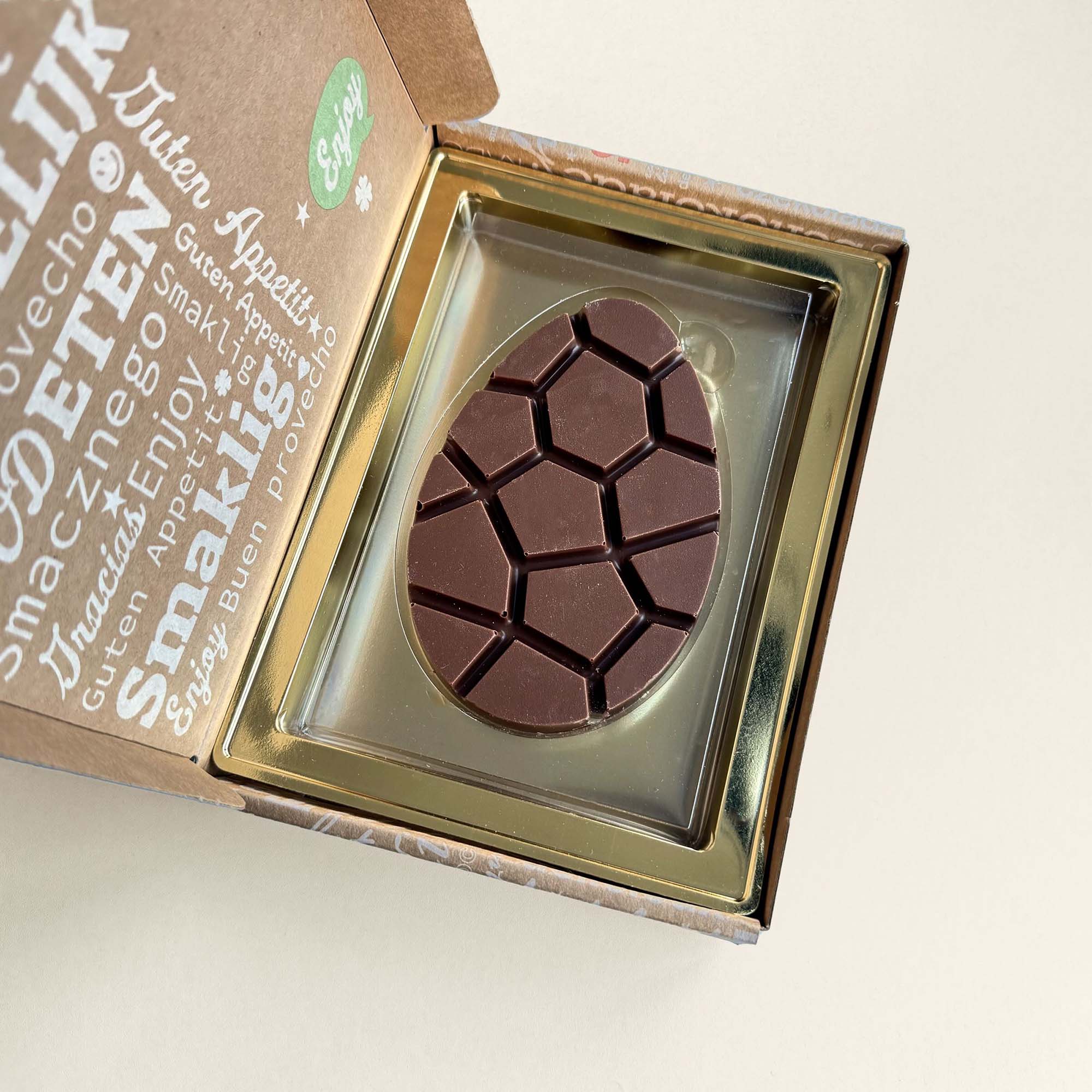 Oeuf de Pâques en chocolat - Différents parfums | Boîte cadeau | Logo personnalisé | 95g