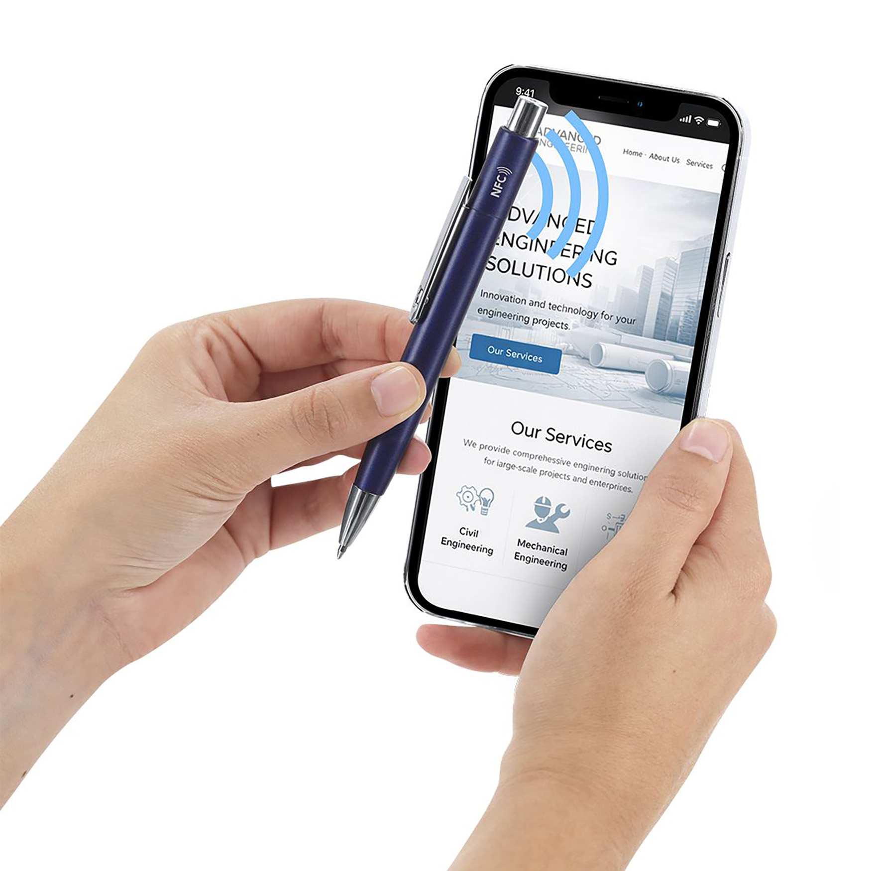Kugelschreiber – NFC Funktion | Aluminiumgehäuse | Blaue Tinte