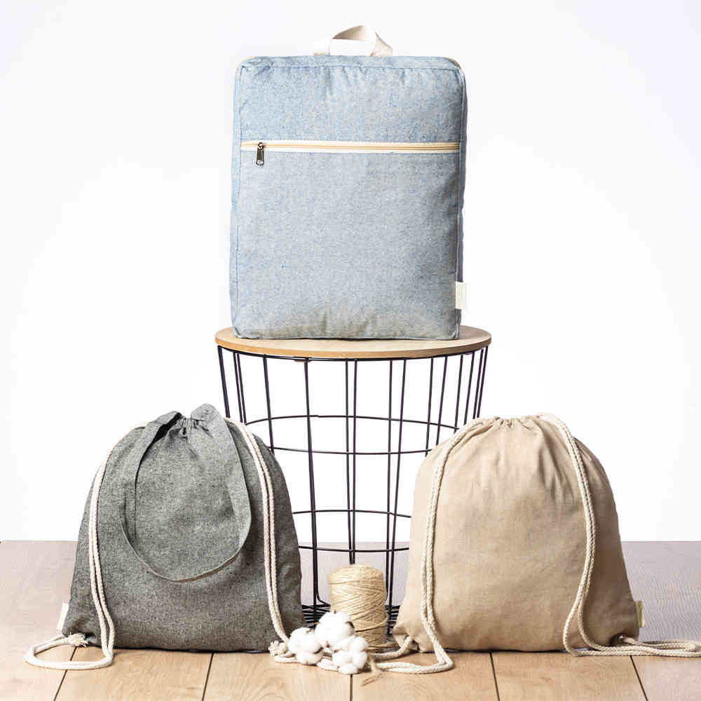Sac à dos en coton recyclé | 140 g/m² | Cordon de serrage